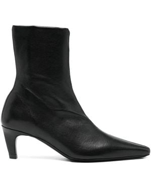 Jude Pointed-Toe Leather Boots - Black