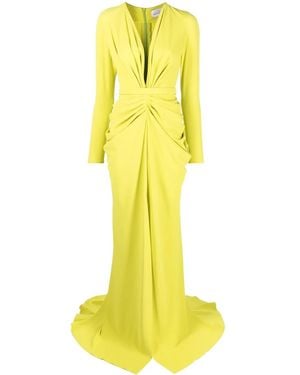 Ana Radu Plunging V-Neck Gown - Yellow