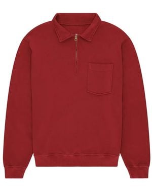 Fortela Yale Zip-Up Chest-Pocket Sweatshirt - Red