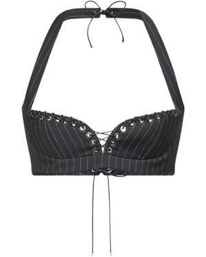 Ludovic de Saint Sernin Robin Schnürtop Mit Nadelstreifen - Schwarz