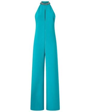 Pinko Beaded Halter Jumpsuit - Blue