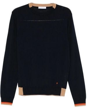 Manuel Ritz Contrast-trim Wool-blend Sweater - ブルー