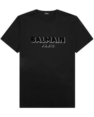 Balmain Camiseta con logo estampado - Negro