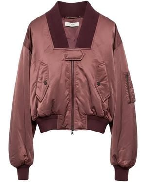 Chloé Ribbed-Trim Zip-Up Bomber Jacket - Red