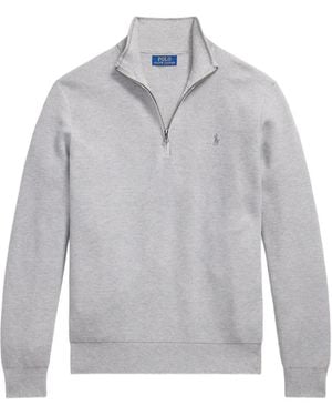 Polo Ralph Lauren Mesh-Knit Quarter-Zip Jumper - Grey