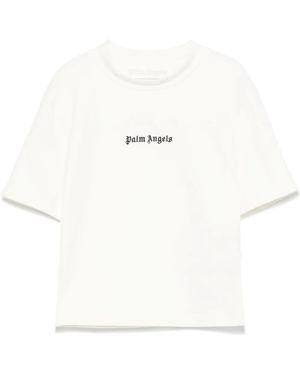 Palm Angels T-Shirt Mit Logo-Stickerei - Weiß