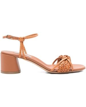 Casadei Braided-Strap Block-Heel Sandals - Pink