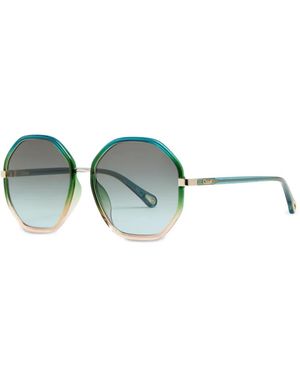 Chloé Franky Geometric-Frame Sunglasses - Green