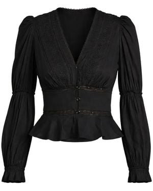 Reformation Meadowlark Bluse Mit V-Ausschnitt - Schwarz