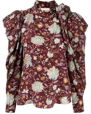 Ulla Johnson Floral-Pattern Silk Blouse - Red