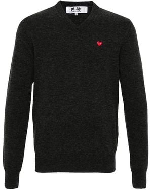 COMME DES GARÇONS PLAY Heart-Patch Wool Jumper - Black