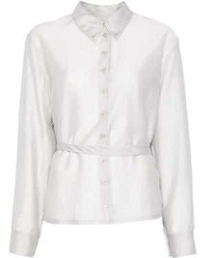 Low Classic Sheer Shirred Blouse - White