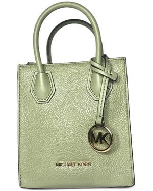 Michael Kors Mercer Pebbled-Leather Shoulder Bag - Green
