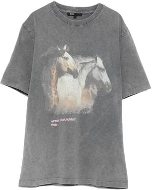 Maje T-Shirt Mit Pferde-Grafik - Grau