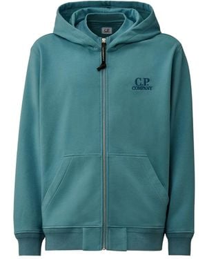 C.P. Company Hoodie Zippé À Logo Brodé - Vert