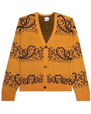 Rhude Bandana V-Neck Knit Cardigan - Orange