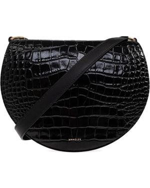 Wandler Kate Crocodile-Embossed Shoulder Bag - Black