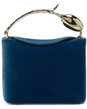 Erdem Bolso Bloom Mini Micro De Terciopelo - Azul