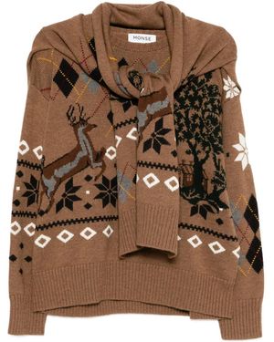 Monse Fair Isle Jumper - Brown