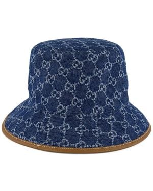 Gucci Denim Vissershoed Met Monogram - Blauw