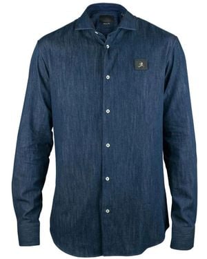 Philipp Plein Logo-Patch Denim Shirt - Blue