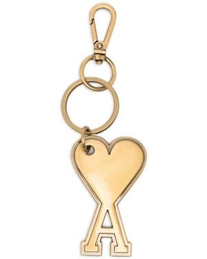 Ami Paris Heart Letter Keyring - Metallic