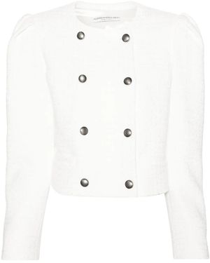 Alessandra Rich Double-Breasted Bouclé Jacket - Natural