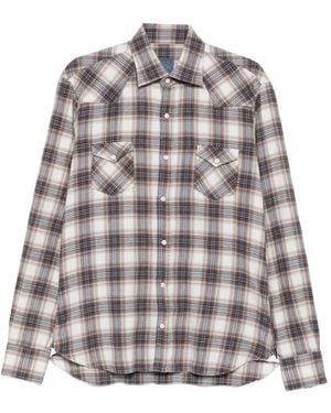 Barba Napoli Check Western Shirt - Gray