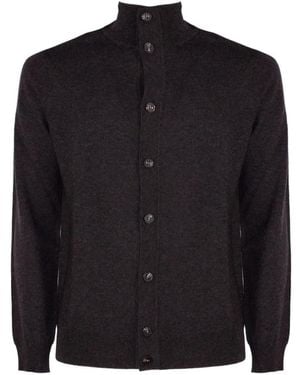 Kangra Button-Up High-Neck Jumper - Black