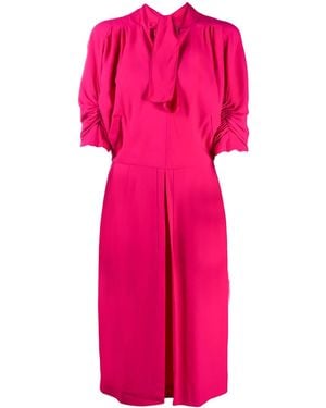 Marni Ruched-sleeves Tie-neck Day Dress - Pink