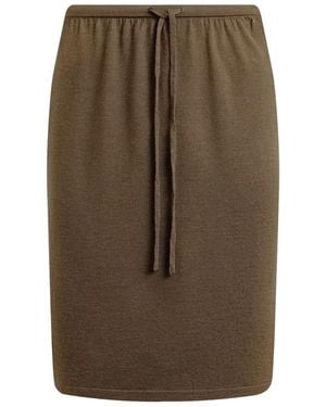 12 STOREEZ Drawstring Merino Skirt - Brown