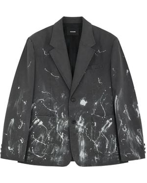 we11done Blazer con motivo de salpicadura de pintura - Gris
