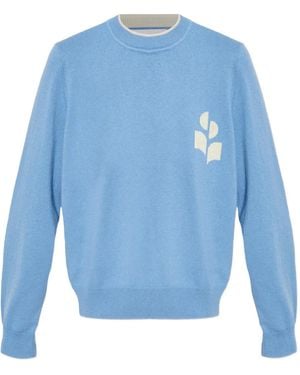 Isabel Marant Intarsia-Knit Logo Sweater - Blue