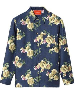 La DoubleJ Floral Button-Fastening Shirt - Blue
