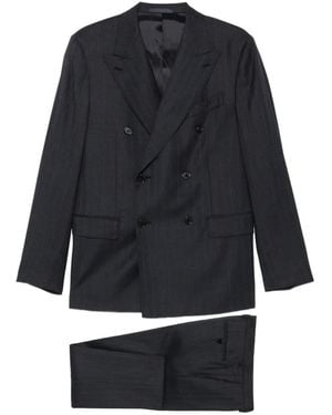 Caruso Pinstripe Double-Breasted Suit - Blue
