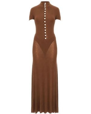 MANURI Mia Embellished Cut-Out Maxi Dress - Brown