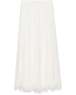 Shiatzy Chen Falda de malla con diamantes - Blanco