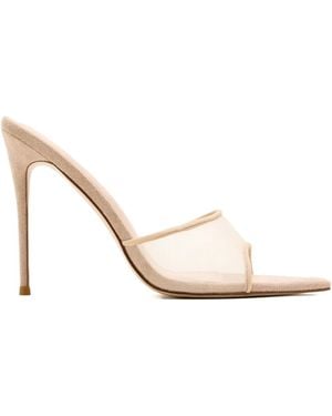 Femme LA 120Mm Gianni Mesh-Panel Pointed-Toe Sandals - White