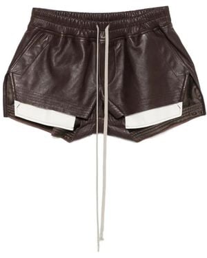 Rick Owens Fog Boxers Drawstring Panelled Shorts - Brown
