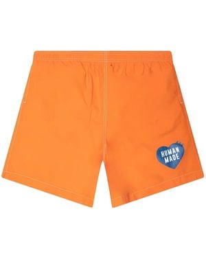 Human Made Heart-Logo Swim Shorts - Orange