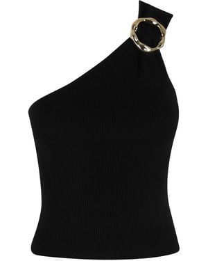 Jonathan Simkhai Asymmetrische Geribbelde Top - Zwart