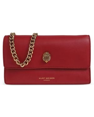 Kurt Geiger Sloane Eagle-Plaque Leather Cross Body Bag - Red