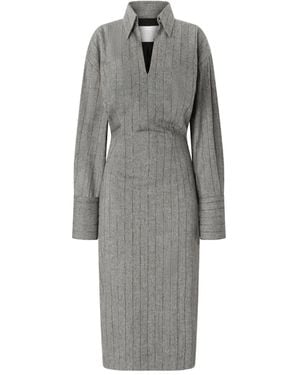 Genny Stripe-Pattern Midi Dress - Grey