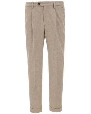 Devore Pleated Brushed Trousers - Natural