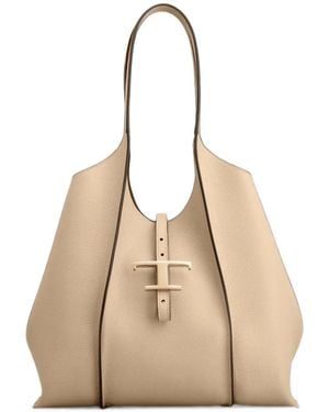 Tod's Cabas T Timeless En Cuir - Natural