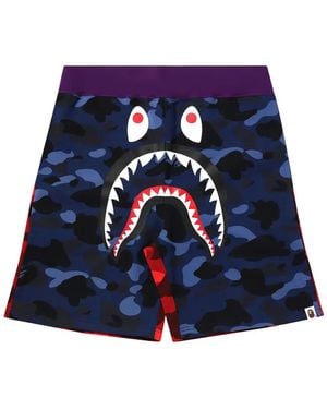 A Bathing Ape Shorts Sportivi Con Stampa Camouflage - Blu