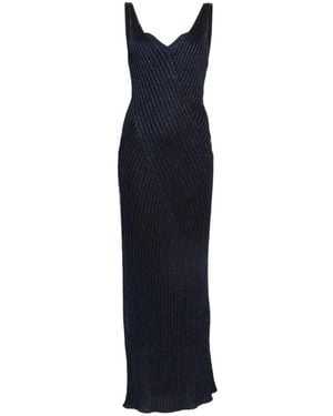 Missoni Vestido Largo De Canalé Con Efecto Metalizado - Azul