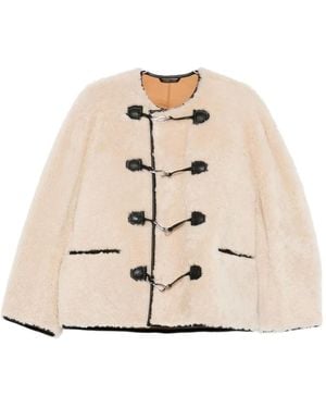 TOTEME Teddy Shearling Clasp Jacket - Natural