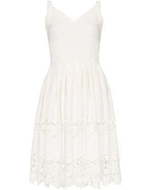Dolce & Gabbana Floral Embroidered Cutout Midi-Dress - White