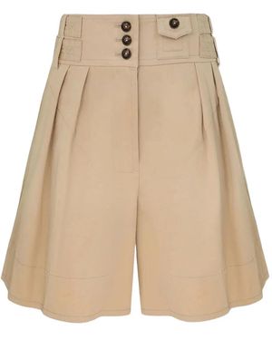 Zimmermann Cotton Shorts With Buttons - Natural